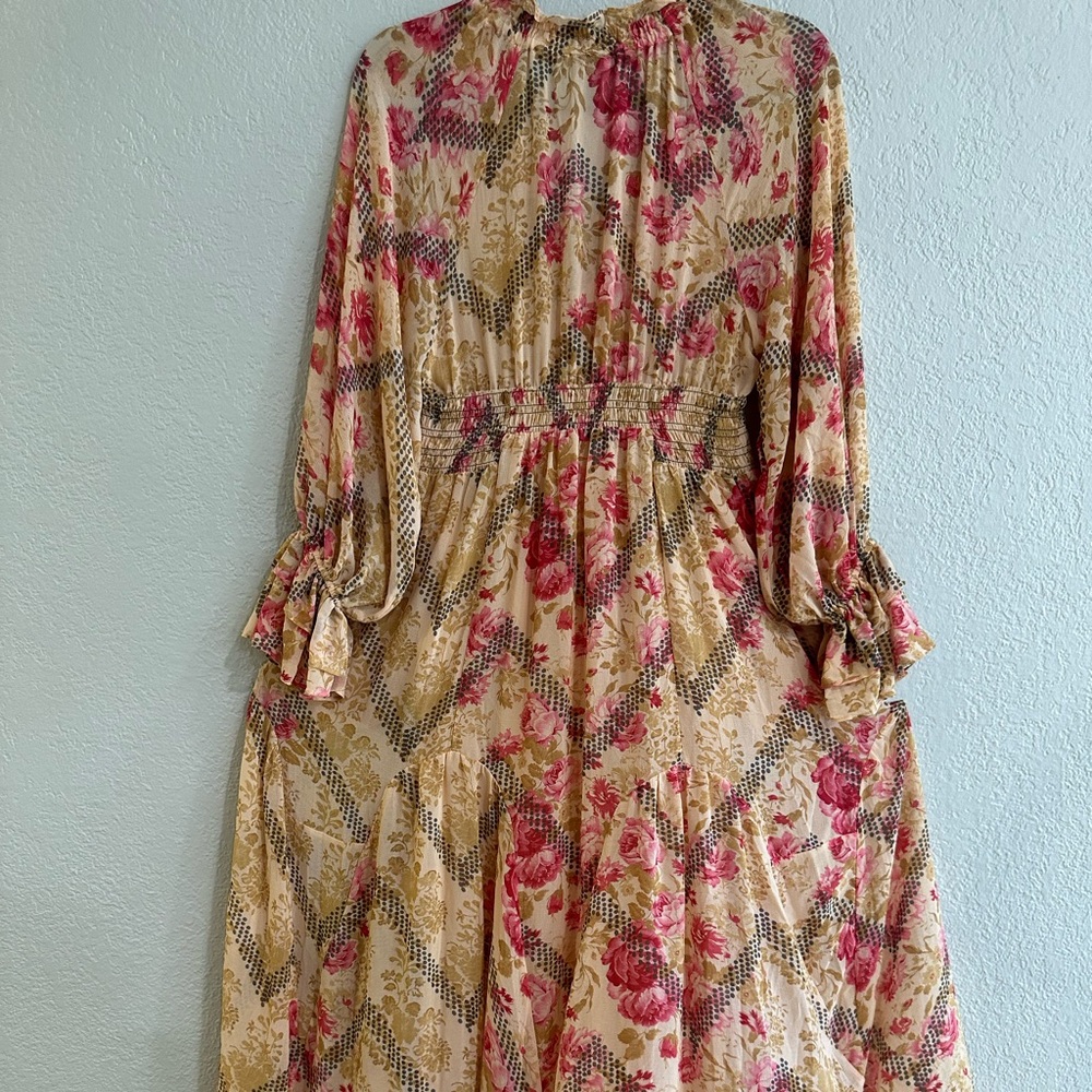 Free People Multicolor Floral Boho Maxi Dress Smocked Waist XS - Picture 5 of 16